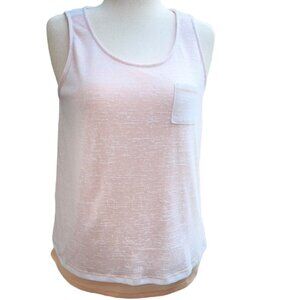 MARC NEW YORK PERFORMANCE/ WHITE & PEACH SLEEVELESS, CASUAL TOP W/ BACK "V"